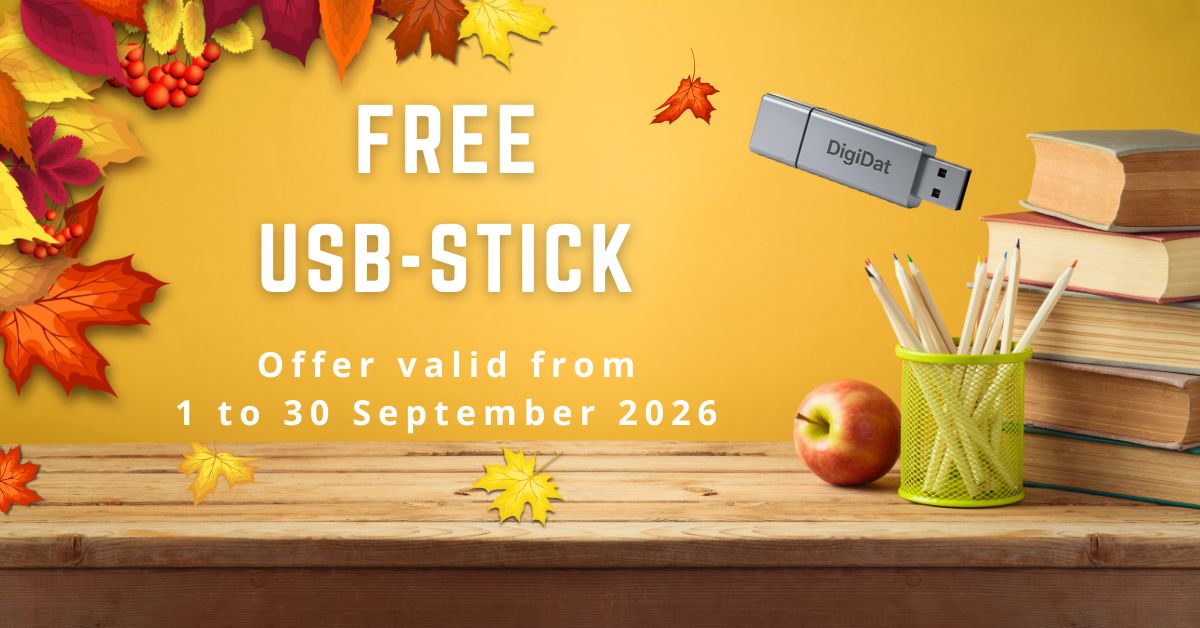 Free USB-stick. Offer valid from 1 to 15 September 2026.